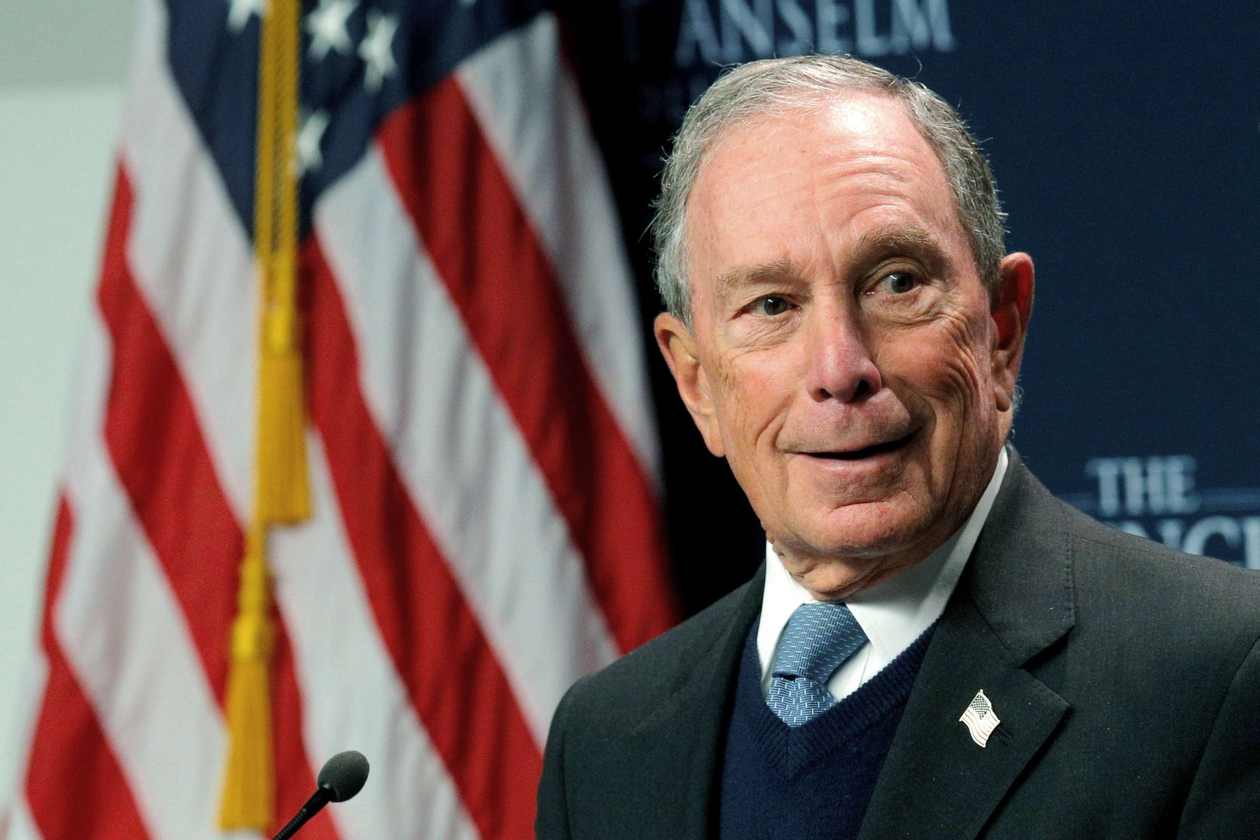 PHOTO: Former New York City Mayor Michael Bloomberg speaks at the Institute of Politics at Saint Anselm College in Manchester, N.H., Jan. 29, 2019. 