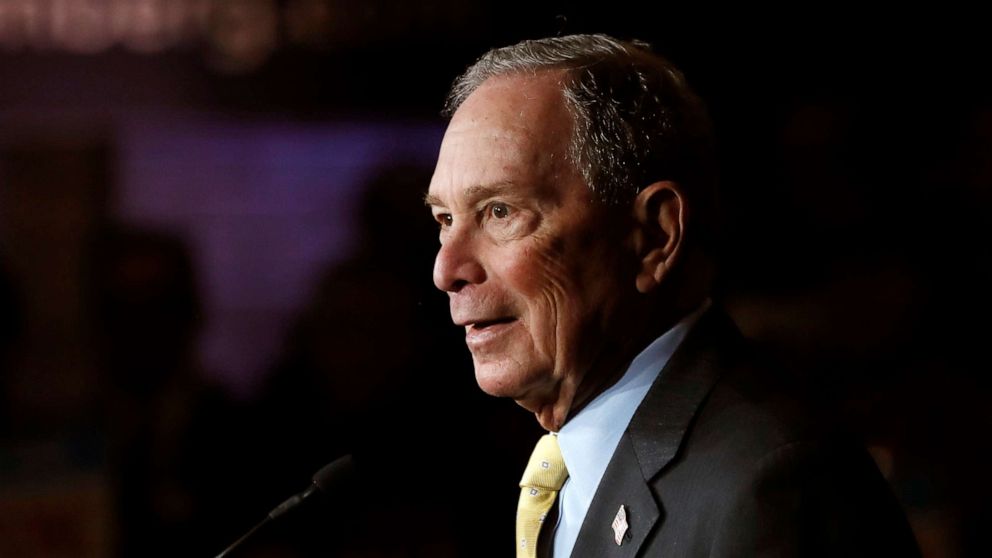 PHOTO: Democratic presidential candidate and former New York City Mayor Michael Bloomberg talks to supporters, in Detroit, Feb. 4, 2020. 