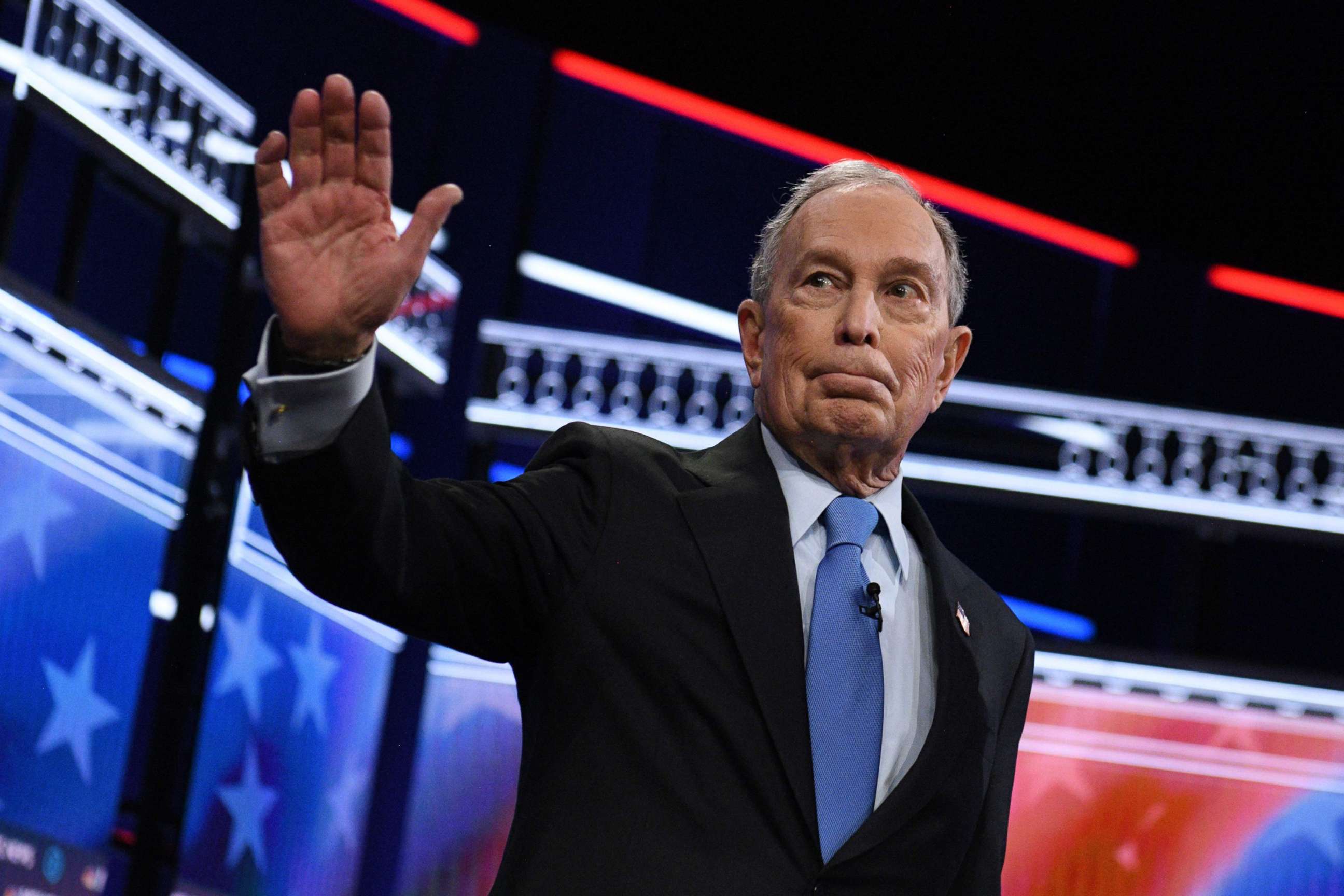 PHOTO: Democratic presidential hopeful Former New York Mayor Mike Bloomberg arrives for the ninth Democratic primary debate of the 2020 presidential campaign season at the Paris Theater in Las Vegas, Feb. 19, 2020.