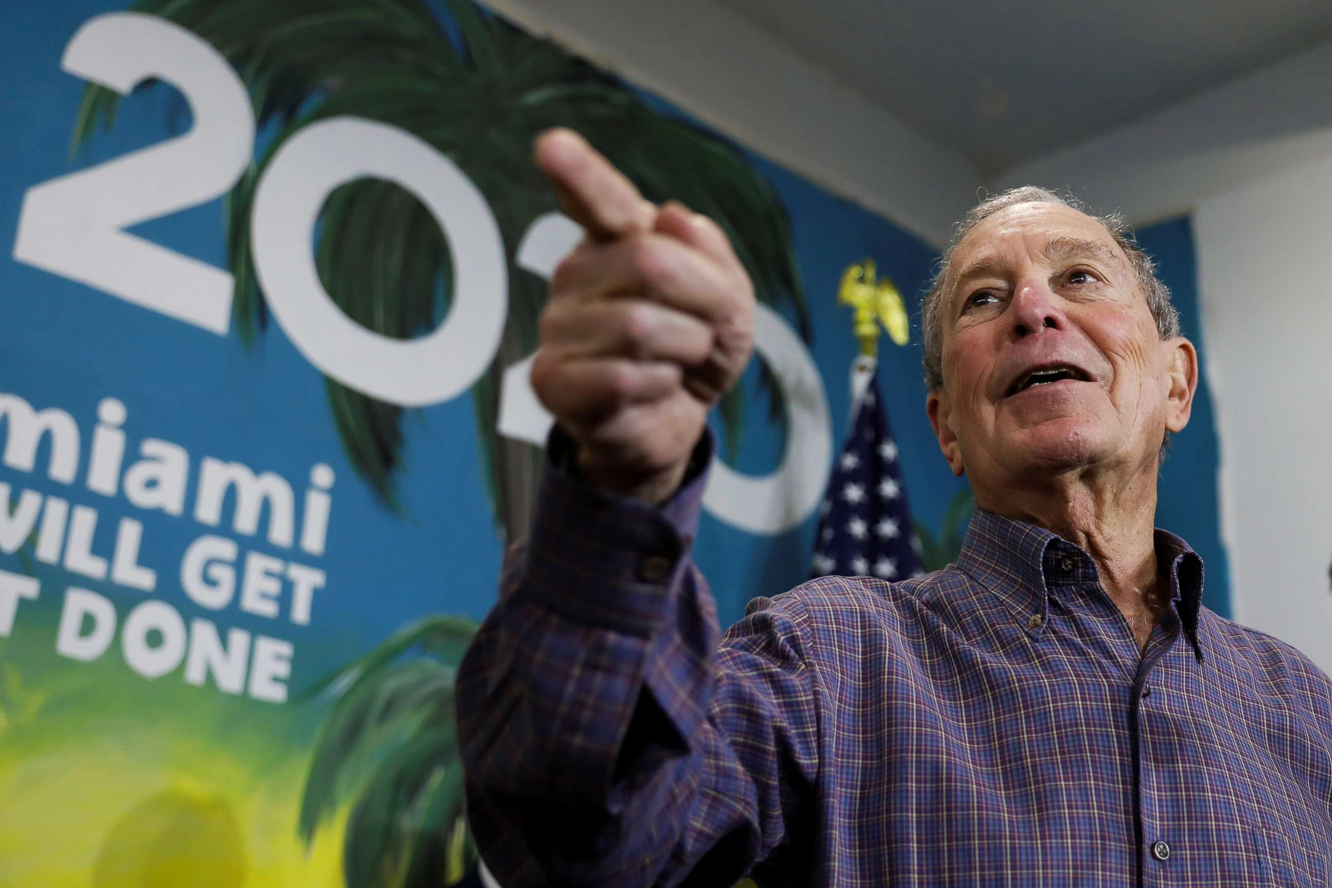PHOTO: Democratic presidential candidate Michael Bloomberg speaks during a press conference at his campaign office in Little Havana, Miami, March 3, 2020.