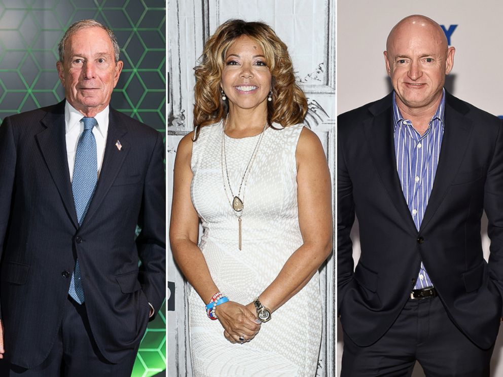 PHOTO: Michael Bloomberg, left, Rep. Lucy McBath and Mark Kelly.