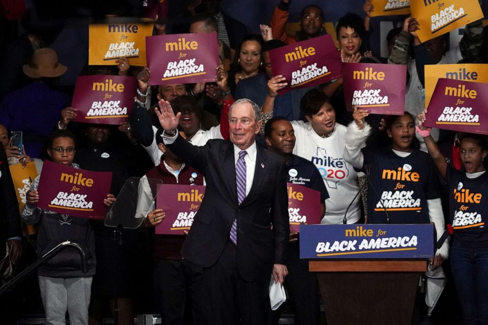 PHOTO: Democratic presidential candidate Michael Bloomberg attends a campaign event at Buffalo Soldiers national museum in Houston, Feb. 13, 2020.