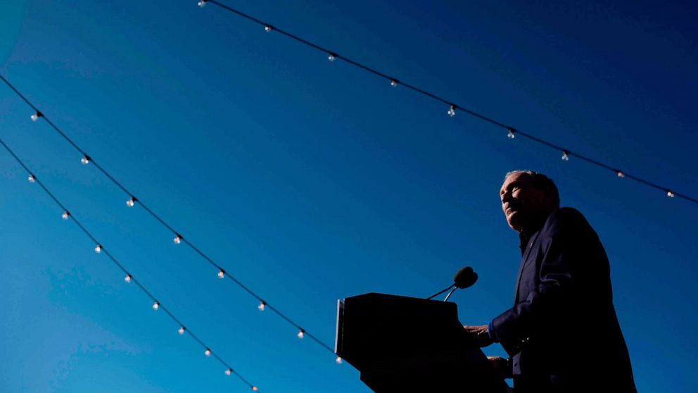 PHOTO: Democratic presidential candidate Mike Bloomberg speaks to supporters at Central Machine Works in San Antonio, Texas on Jan. 11, 2020.