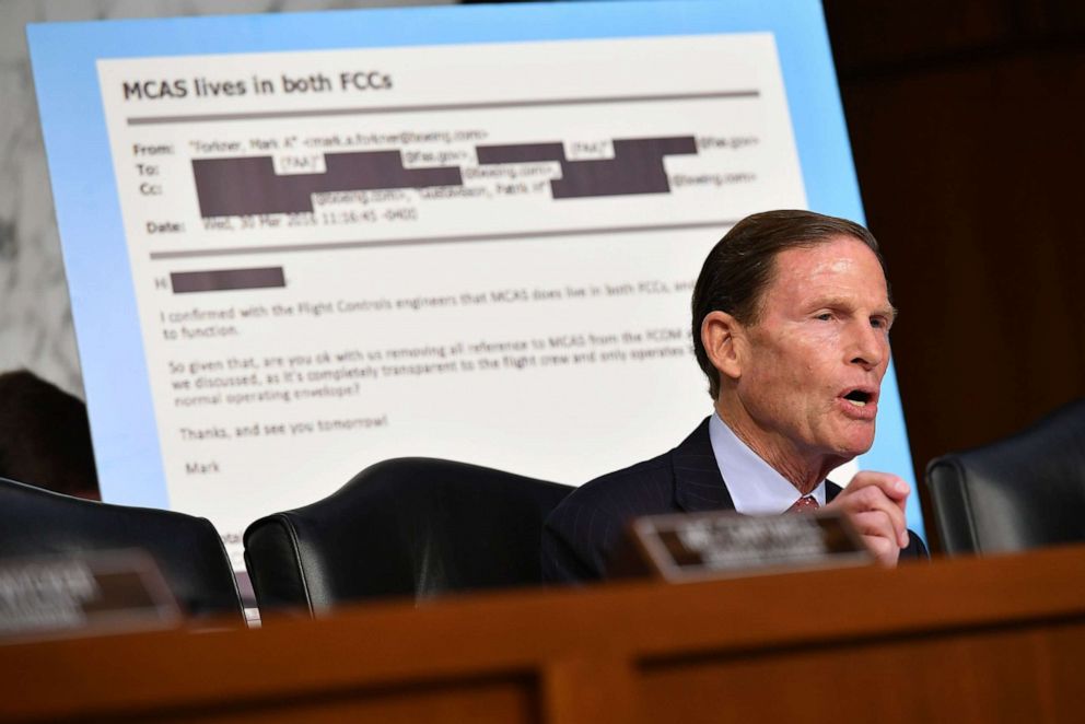 PHOTO: Sen. Richard Blumenthal in the Hart Senate Office Building on Capitol Hill in Washington, D.C., Oct. 29, 2019.