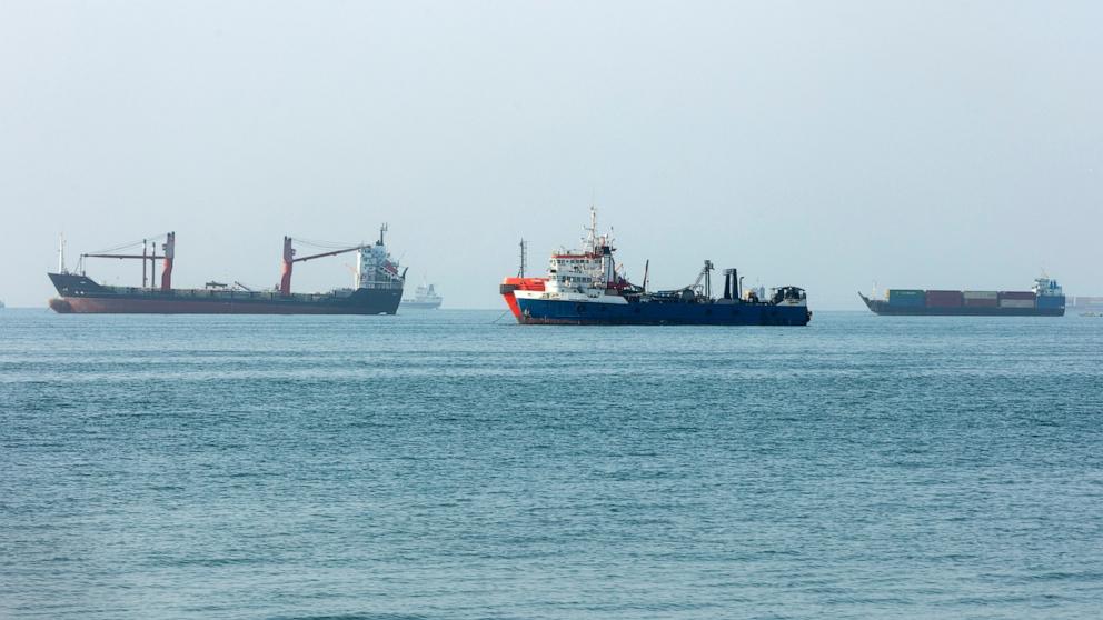 PHOTO: Boats are seen off the coast in the Persian Gulf on May 15, 2026, in Bandar Abbas, Iran.