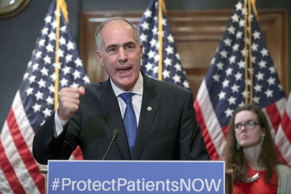 PHOTO: U.S. Sen. Robert Casey speaks during a news conference on health care, Sept. 25, 2017, on Capitol Hill in Washington, DC.