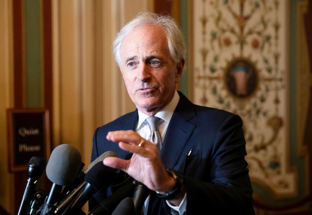 PHOTO: Senate Foreign Relations Committee Chairman Bob Corker speaks to reporters on Capitol Hill in Washington on June 13, 2018.