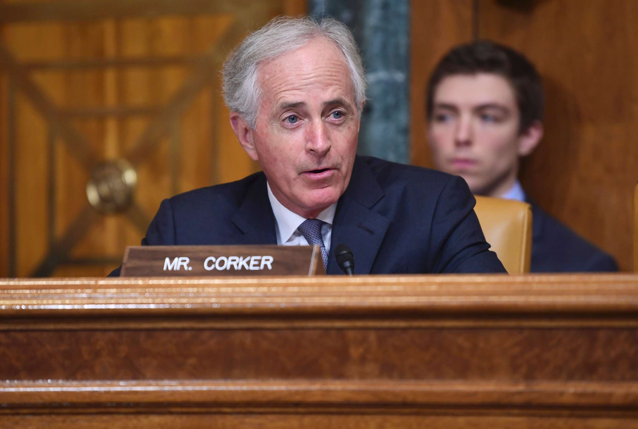 PHOTO: Sen. Bob Corker speaks on Capitol Hill in Washington, Feb. 13, 2018.