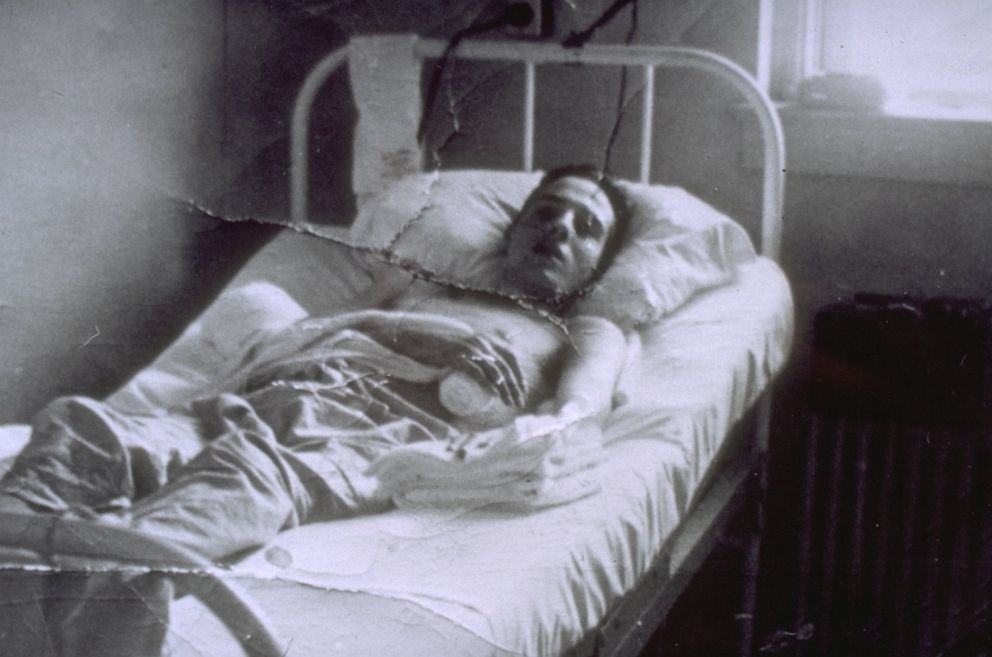 PHOTO: Robert Dole lies in bed, circa 1945, while recovering from injuries sustained in World War II.