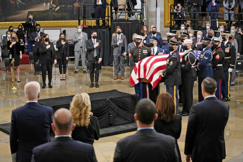 PHOTO: The casket arrives at a Congressional memorial service for former Sen. Bob Dole, at the U.S. Capitol in Washington D.C, Dec. 9, 2021.