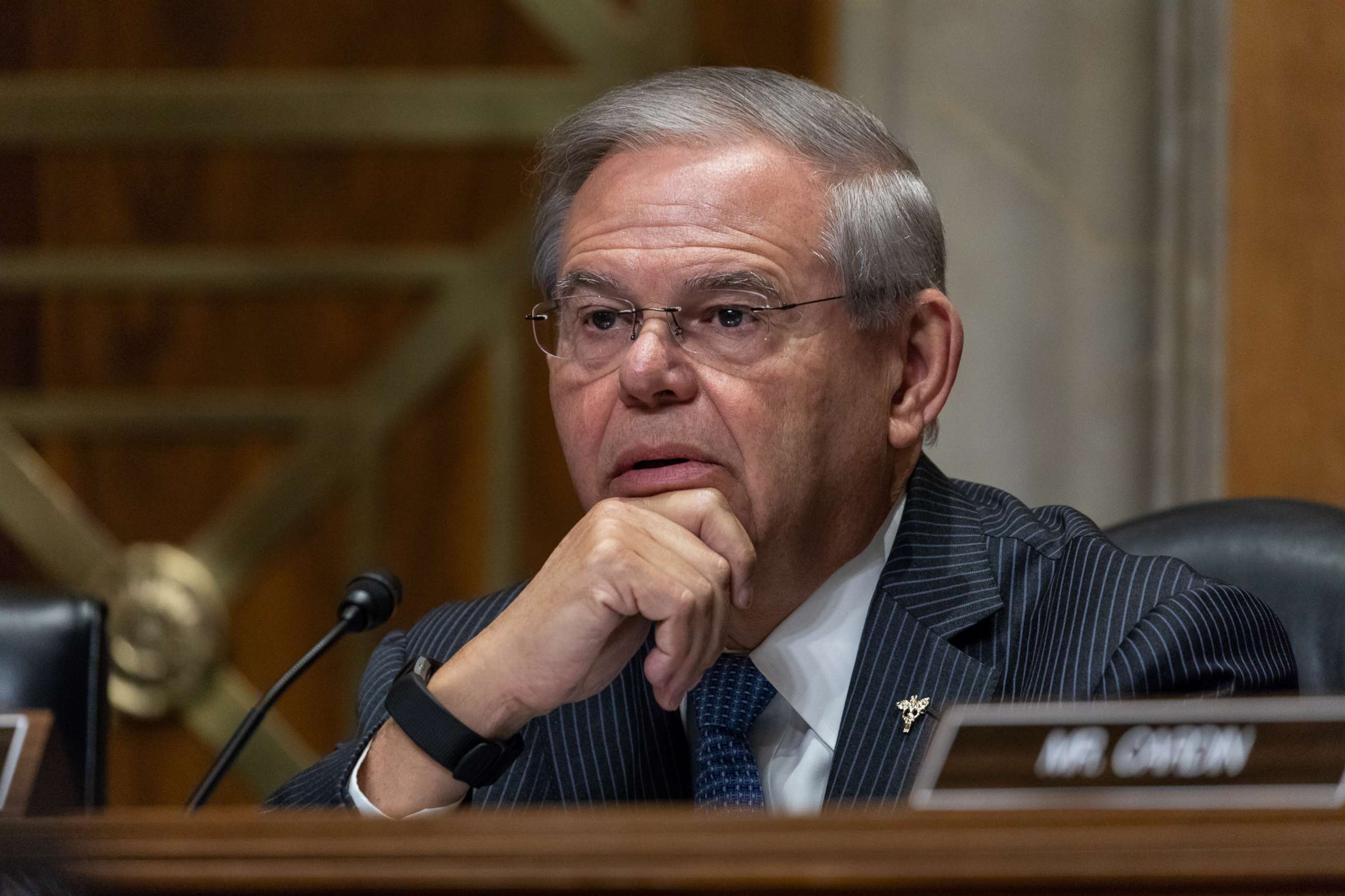 PHOTO: Senator Bob Menendez is pictured during a Senate Foreign Relations Committee confirmation hearing on Capitol Hill in Washington, April 12, 2018.