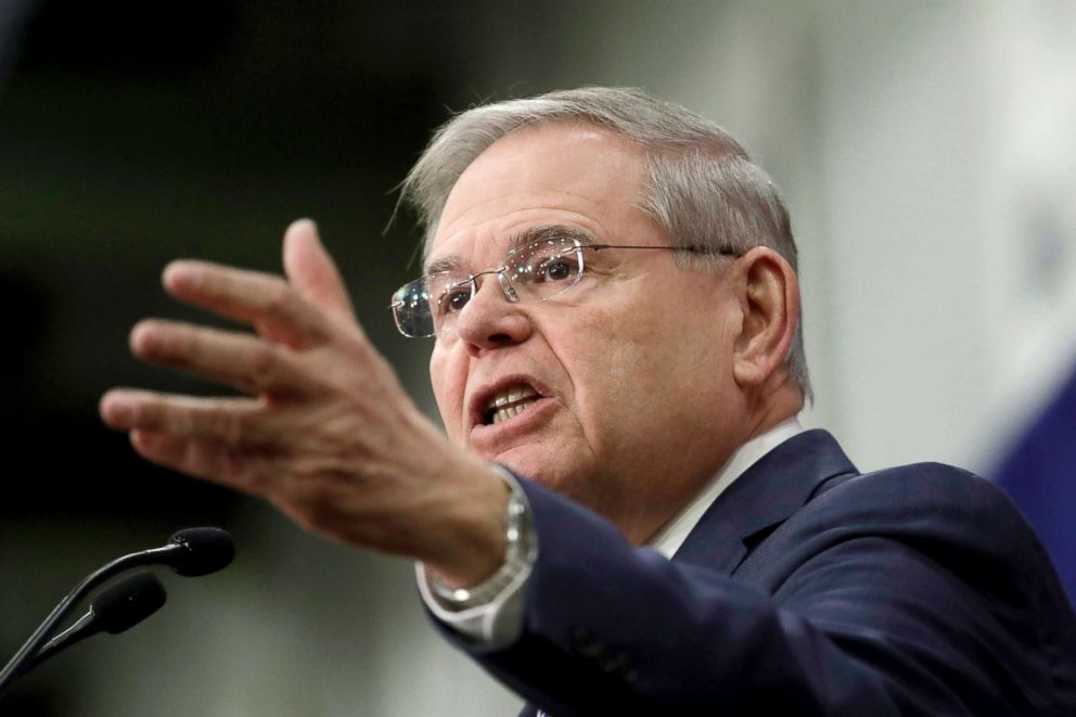 PHOTO: Sen. Bob Menendez speaks during an event kicking off his campaign for re-election at Union City High School, March 28, 2018, in Union City, N.J.