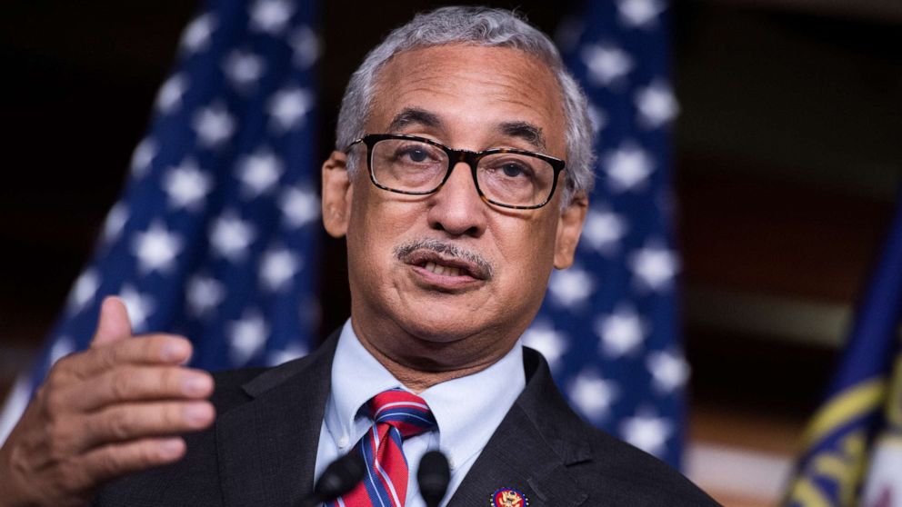 PHOTO: Rep. Bobby Scott speaks during a news conference on child care relief bills in the Capitol Visitor Center in Washington, July 29, 2020.