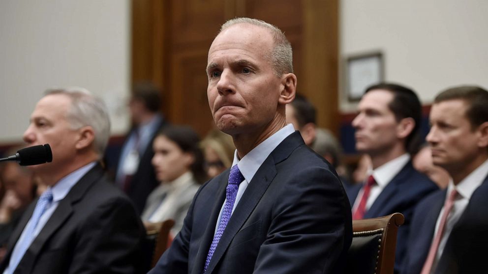 PHOTO: Boeing CEO Dennis Muilenburg arrives to testify at a hearing in front of congressional lawmakers on Capitol Hill in Washington, Oct. 30, 2019.