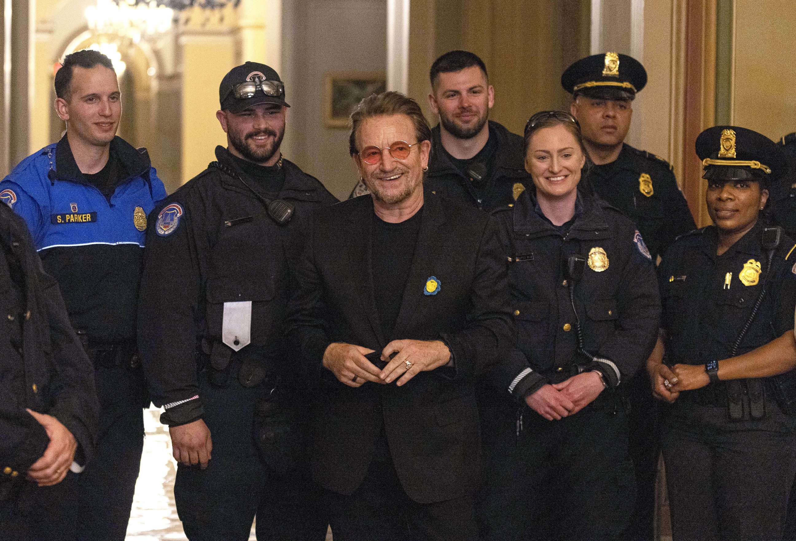 PHOTO: MBono meets with members of the Capitol Police during his visit to Capitol Hill in Washington, March 30, 2022.