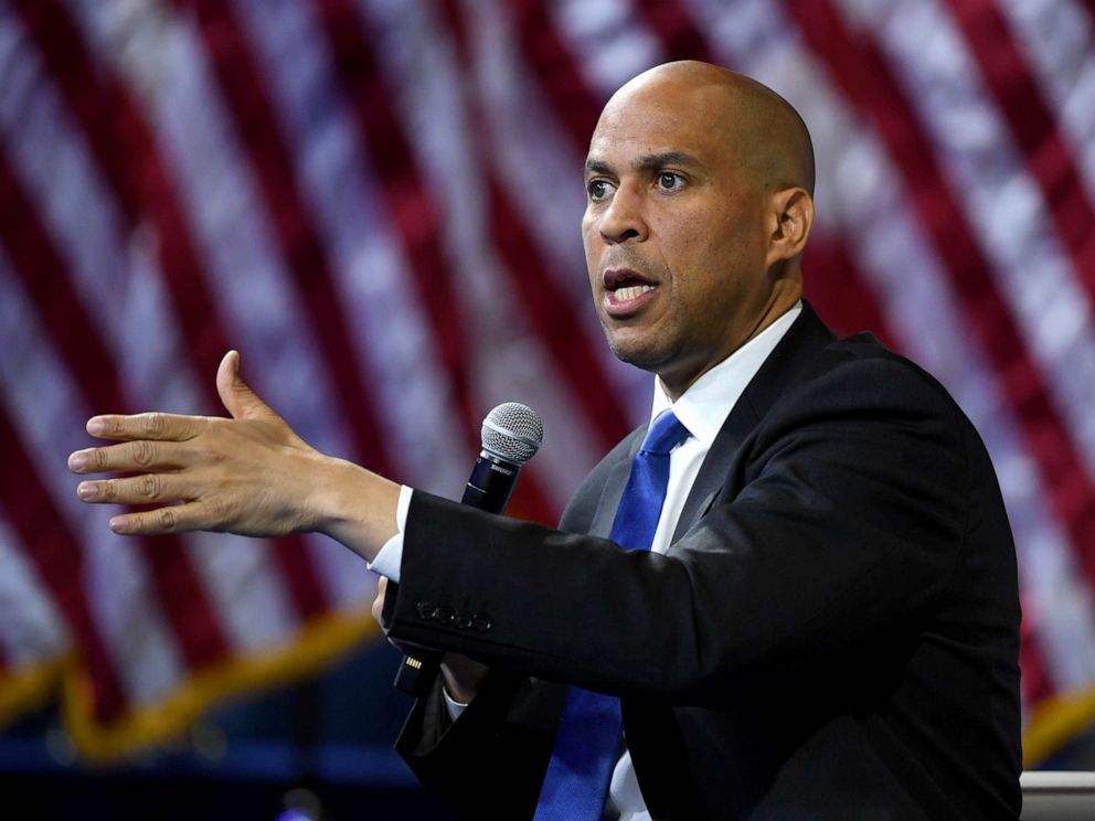 PHOTO:Democratic presidential candidate and U.S. Sen. Cory Booker speaks during the 2020 Gun Safety Forum hosted by gun control activist groups Giffords and March for Our Lives at Enclave on October 2, 2019 in Las Vegas, Nevada.