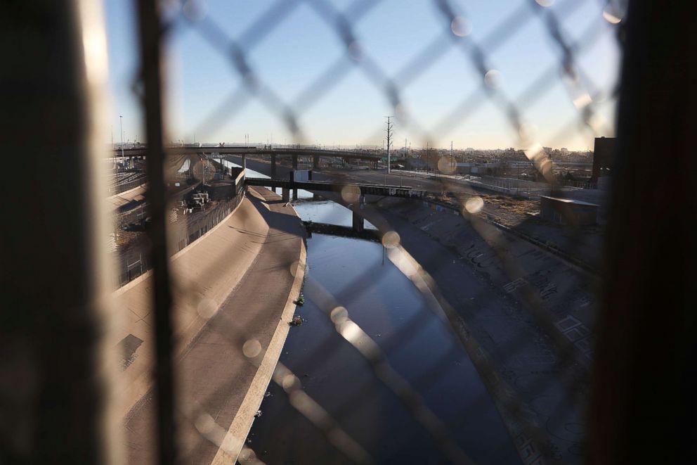 PHOTO: The Rio Grande river is seen under the Paso Del Norte Port of Entry bridge which connects the United States and Mexico, Jan. 19, 2019, in El Paso, Texas. 