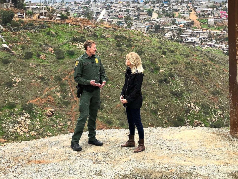 PHOTO: ABC News Chief Global Affairs correspondent and This Week co-anchor Martha Raddatz speaks with Customs and Border Protection San Diego Sector Border Patrol Chief Rodney Scott.