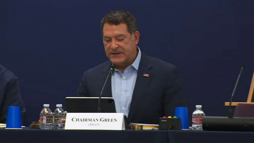 PHOTO: House Committee on Homeland Security Chairman Mark E. Green speaks during a committee hearing in Pharr, Texas, on March 15, 2023.