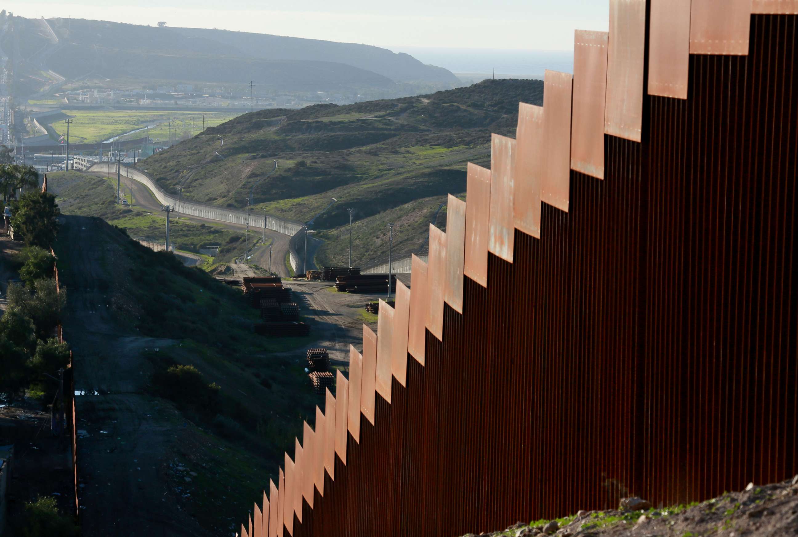 PHOTO: The U.S.-Mexico border wall along the border near Tijuana, Mexico, Jan. 7, 2019.