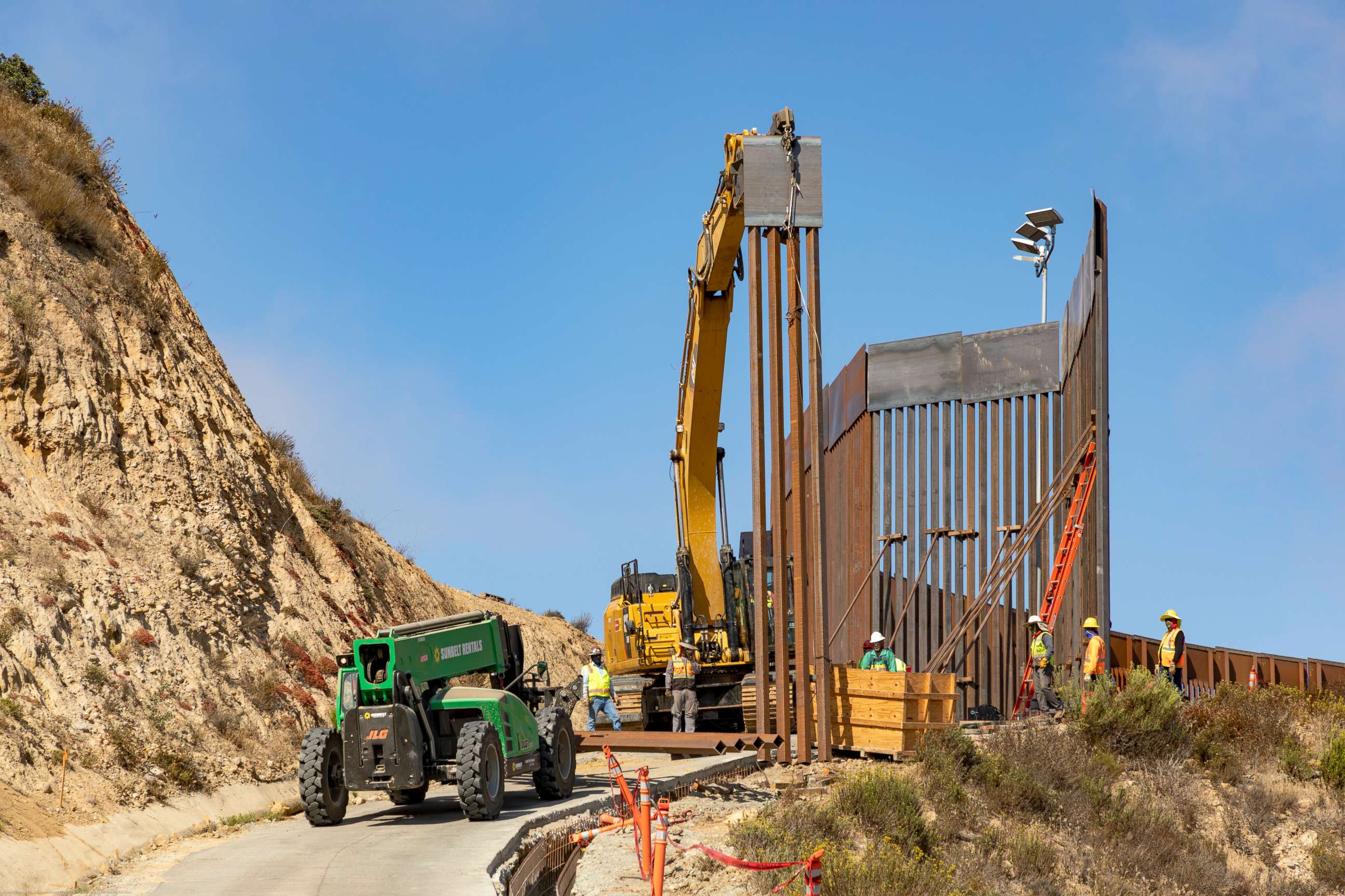 PHOTO: New border wall is constructed in San Diego near Imperial Beach CA, Sept. 4, 2019.