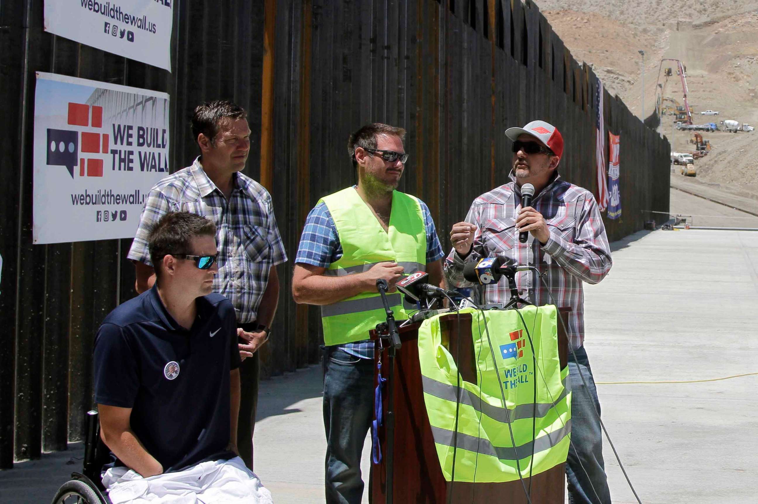 PHOTO: Leaders of We Build the Wall Inc. discuss plans for future barrier construction along the U.S.-Mexico border on  May 30, 2019, in Sunland Park, N.M. 