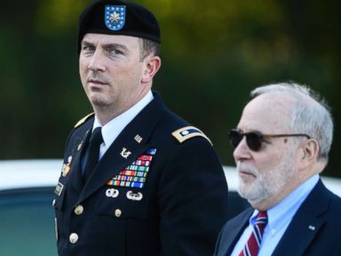 PHOTO: Sgt. Bowe Bergdahls military attorney, Lt. Col. Franklin Rosenblatt, and his civilian attorney, Eugene Fidell, arrive at the Fort Bragg courthouse for a sentencing hearing on Wednesday, Oct. 25, 2017, on Fort Bragg, N.C.