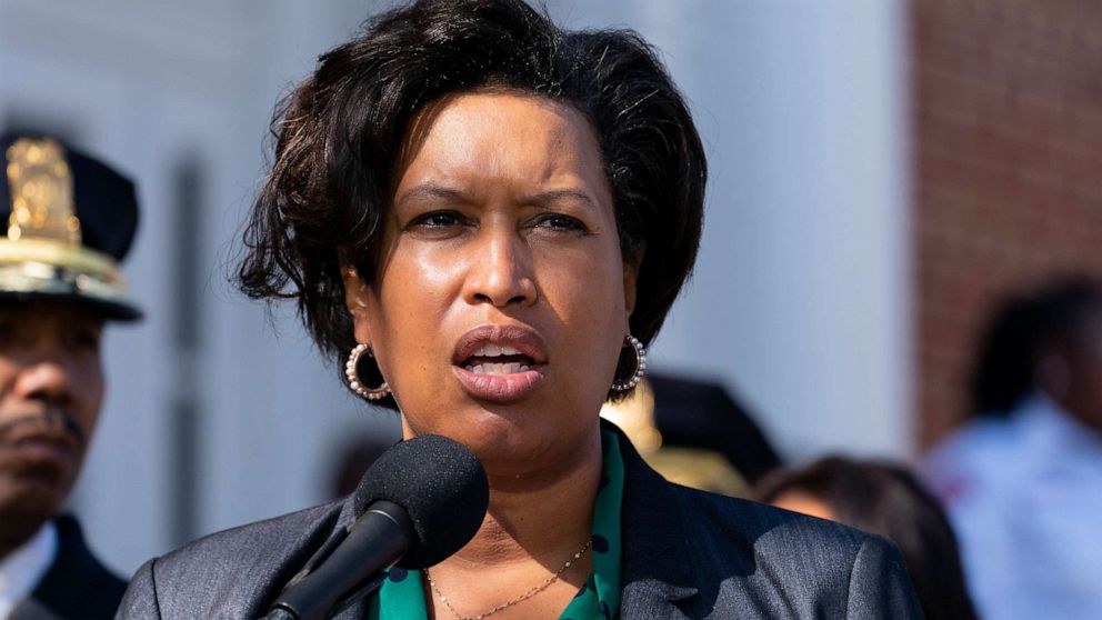 PHOTO: District of Columbia Mayor Muriel Bowser speaks during a news conference about the arrest of suspect in a recent string of attacks on homeless people, March 15, 2022.