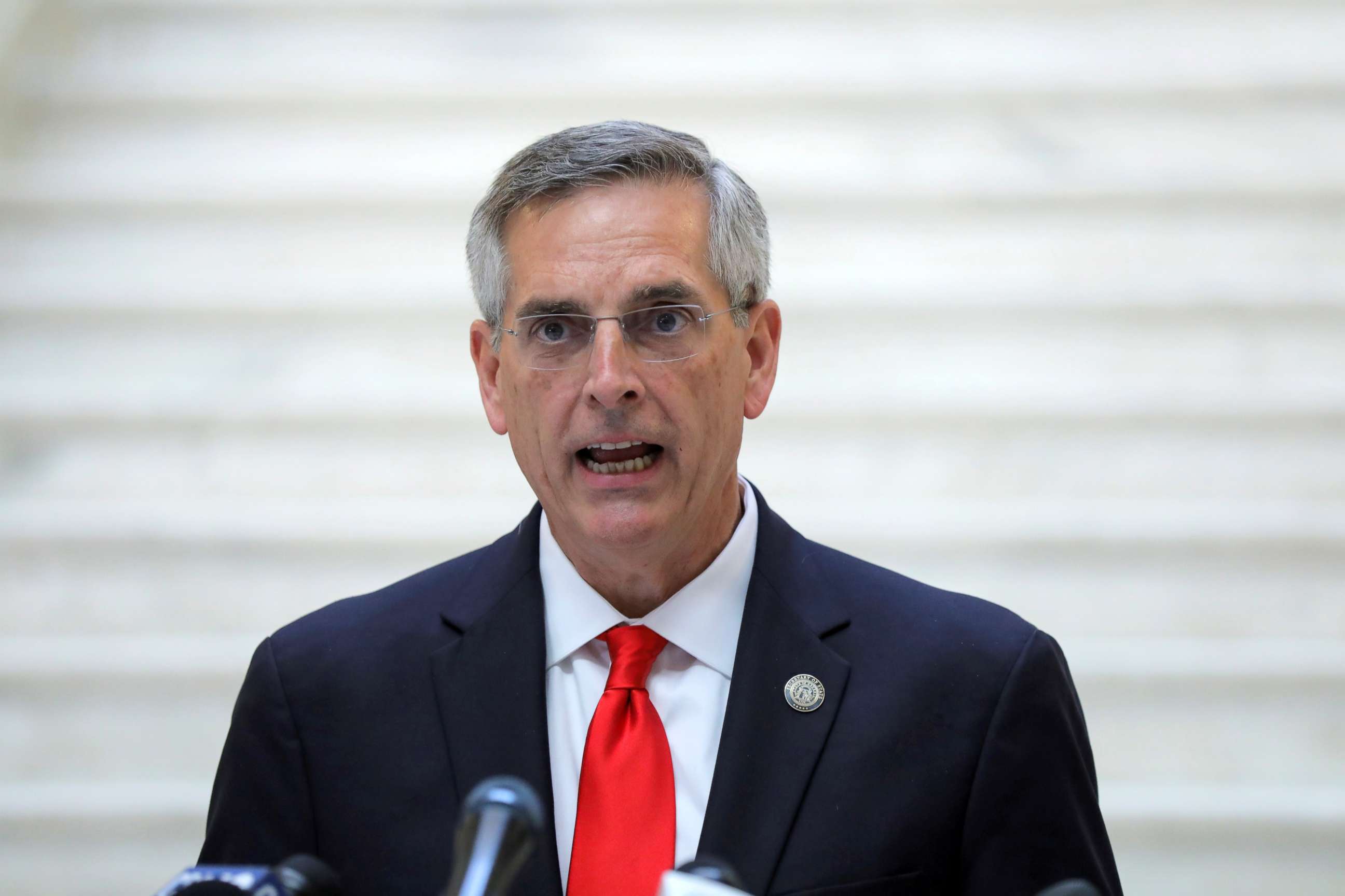 PHOTO: Georgia Secretary of State Brad Raffensperger gives an update on the state of the election and ballot count during a news conference at the State Capitol in Atlanta, Nov. 6, 2020.