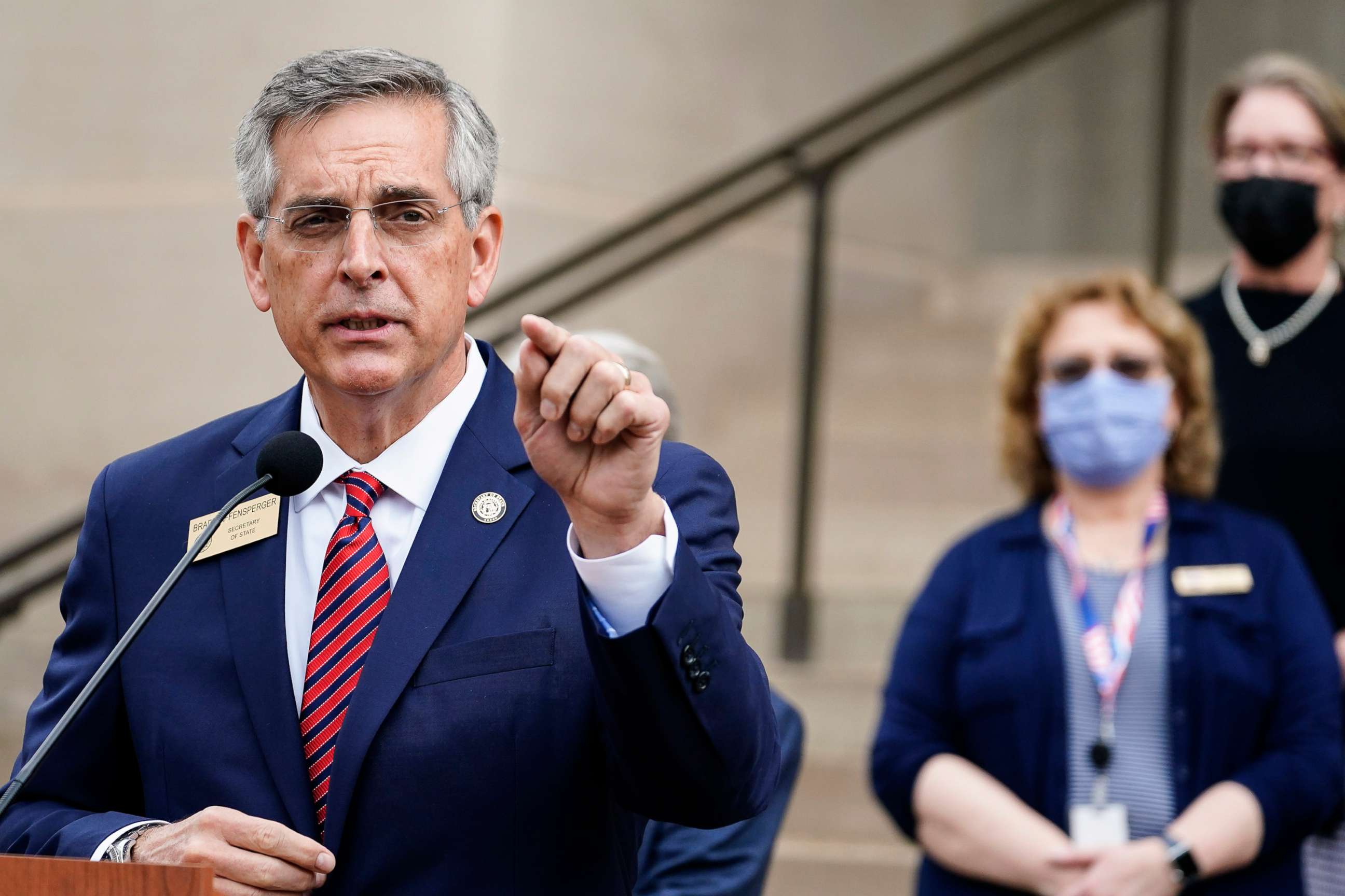 PHOTO: Georgia Secretary of State Brad Raffensperger speaks during a news conference on Wednesday, Nov. 11, 2020, in Atlanta. 