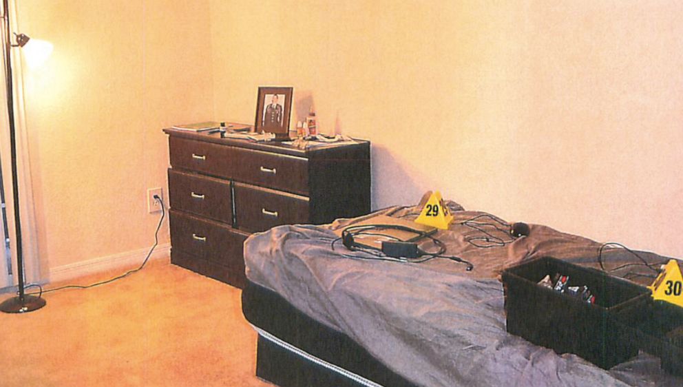 PHOTO: Authorities found a framed photo of Timothy McVeigh beside Brandon Russel's bed when they searched his home in 2017. 
