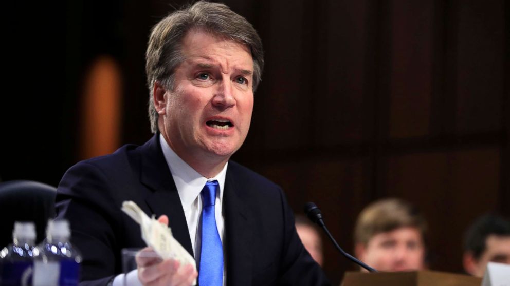 PHOTO: Supreme Court nominee Brett Kavanaugh, holds a pocket copy of the Constitution as he testifies before the Senate Judiciary Committee on Capitol Hill in Washington, Sept. 5, 2018.