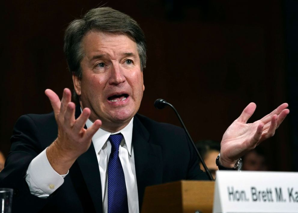 PHOTO: Supreme Court nominee Brett Kavanaugh testifies before the Senate Judiciary Committee on Capitol Hill in Washington, Sept. 27, 2018.