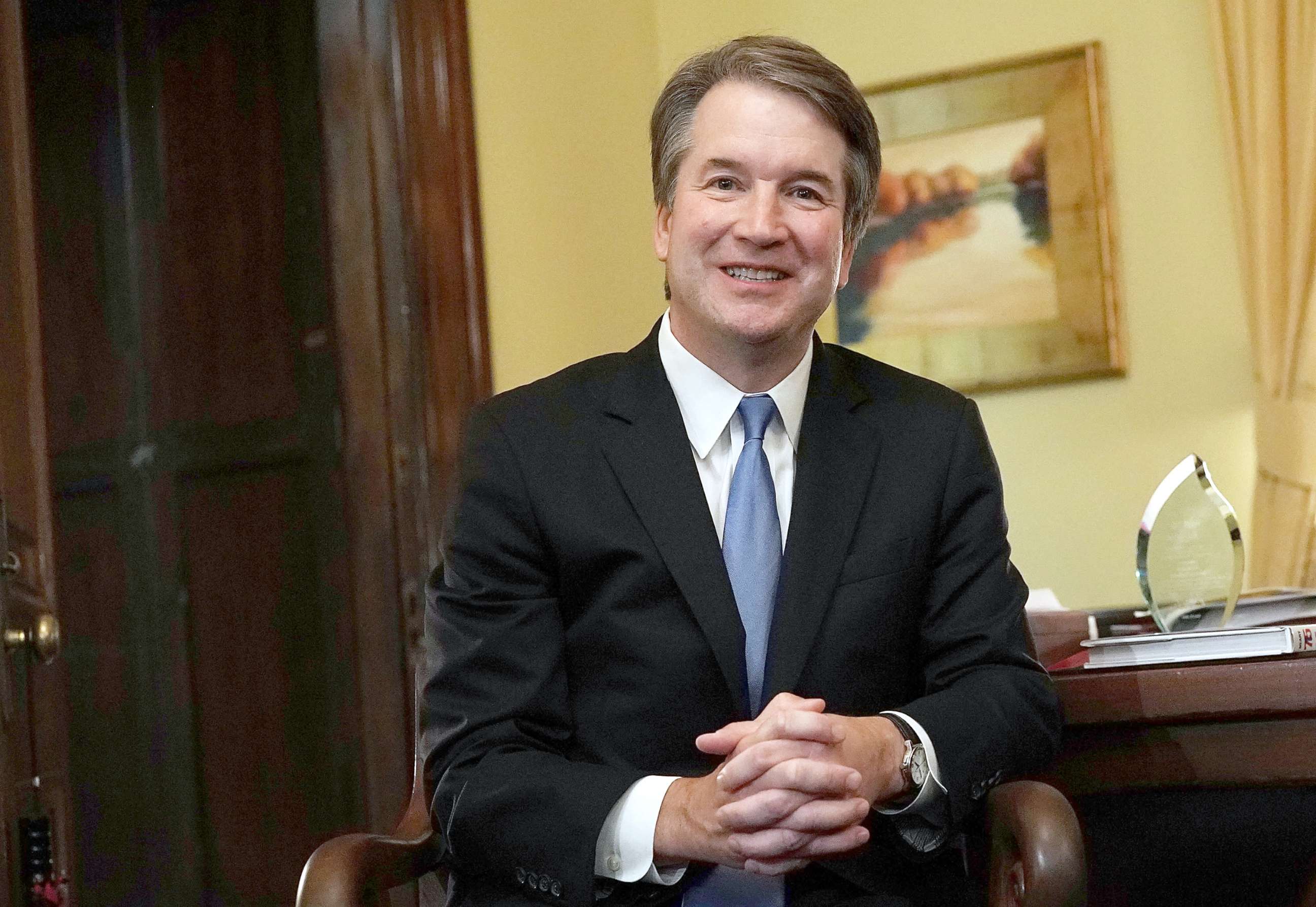 PHOTO: Supreme Court nominee Judge Brett Kavanaugh during a meeting with U.S. Sen. Johnny Isakson on Capitol Hill, July 17, 2018, in Washington, DC.