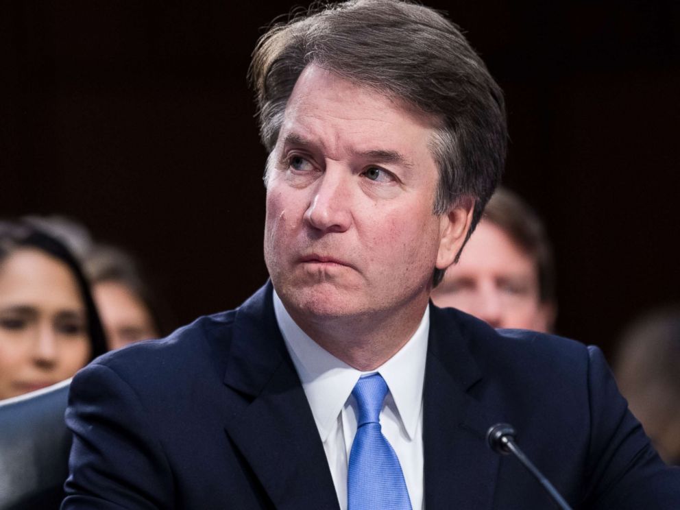PHOTO: Brett Kavanaugh listens to Senators on day three of his confirmation hearing in the Senate Judiciary Committee, Sept. 6, 2018.
