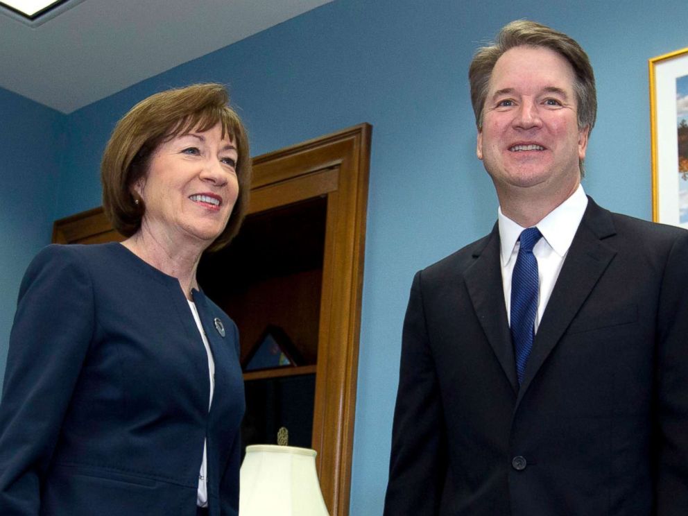 PHOTO: Sen. Susan Collins, R-Maine, meets with Supreme Court nominee Judge Brett Kavanaugh at her office, before a private meeting on Capitol Hill in Washington, Aug. 21, 2018.