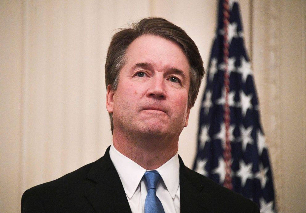 PHOTO: Brett Kavanaugh waits before being sworn-in as Associate Justice of the US Supreme Court in the East room of the White House in Washington, Oct. 8, 2018.