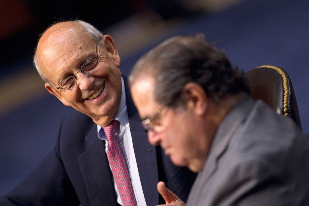 PHOTO: Supreme Court Justices Stephen Breyer, left, and Antonin Scalia testify on Capitol Hill in Washington, Oct. 5, 2011, before the Senate Judiciary Committee hearing; "Considering the Role of Judges Under the Constitution of the United States."