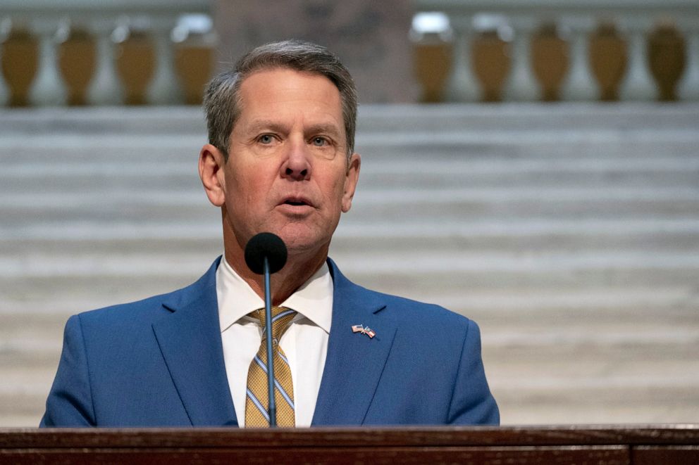 PHOTO: Brian Kemp holds a news conference on the current state of COVID-19, Nov. 24, 2020, at the Georgia State Capitol in Atlanta.