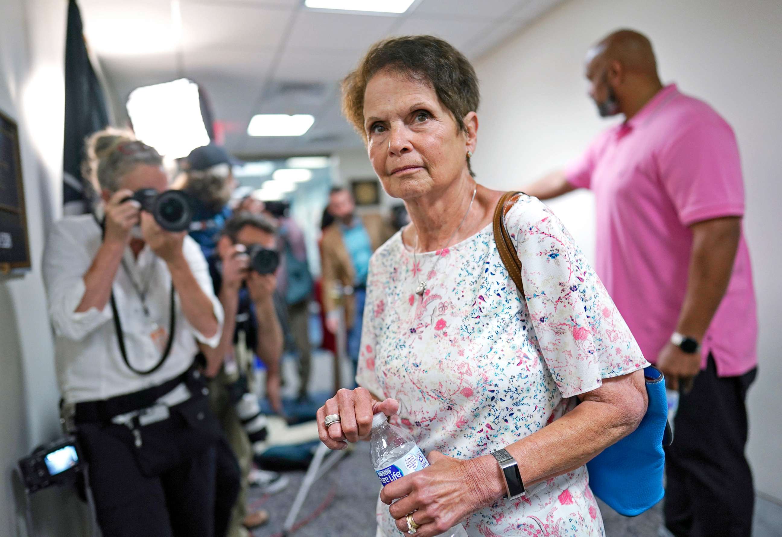 PHOTO: Gladys Sicknick, mother of Brian Sicknick, the U.S. Capitol Police officer who died from injuries sustained during the Jan. 6 mob attack on Congress, leaves a meeting with Republican Sen. Ron Johnson at the Capitol in Washington, May 27, 2021.