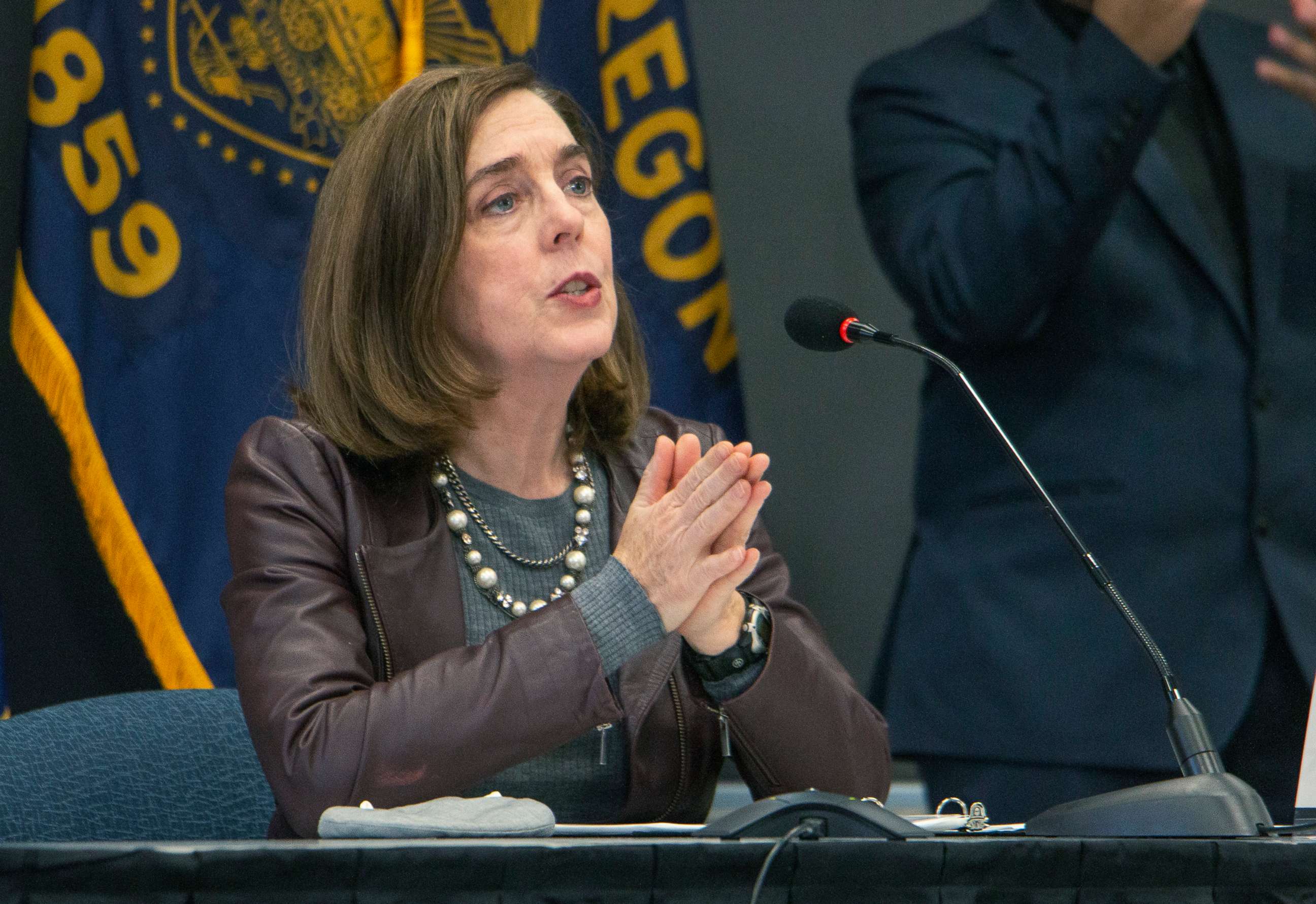 PHOTO: Oregon Gov. Kate Brown speaks, Nov. 10, 2020, in Portland, Ore.