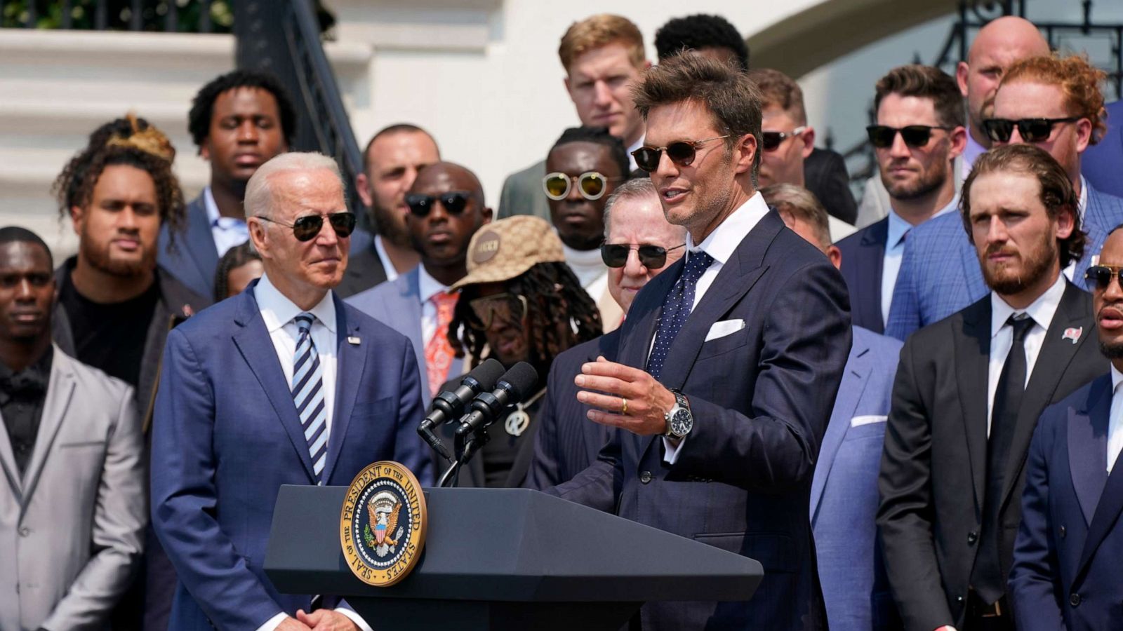 Biden, Brady trade zingers at White House event for Super Bowl