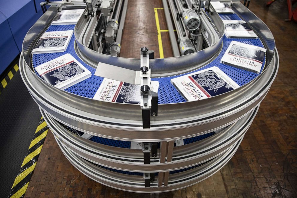 PHOTO: Copies of President Donald Trump's proposed budget for the U.S. Government for the 2021 Fiscal Year are printed at the Government Publishing Office, Feb. 6, 2020, in Washington, DC.