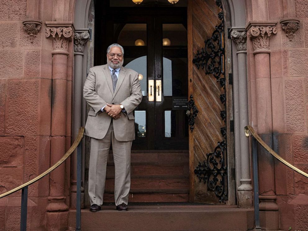 PHOTO: Secretary-elect Lonnie G. Bunch stands at the East Door of the Smithsonian Castle, May 28, 2019.