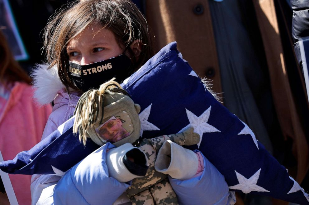 PHOTO: Brielle Robinson, daughter of the late Army Sgt. First Class Heath Robinson during a news conference about military burn pits legislation outside the Capitol, March 29, 2022.