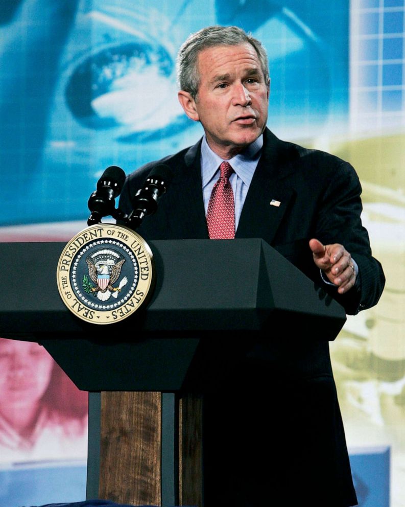 PHOTO: President George W. Bush speaks about the administration's national strategy for pandemic influenza preparedness and response at William Natcher Center of the National Institutes of Health, Nov. 1, 2005, in Bethesda, Md.