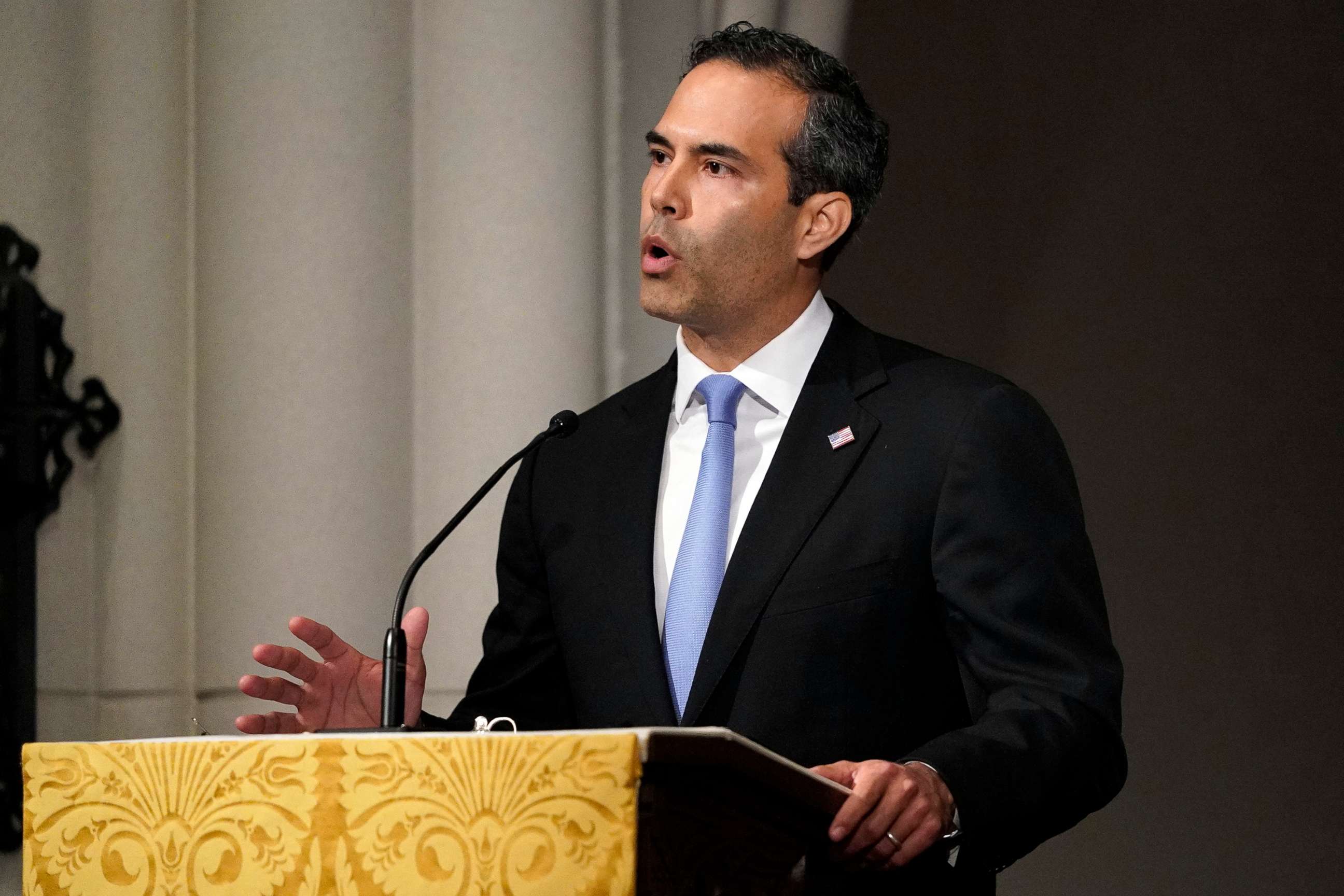 PHOTO: George P. Bush, son of former Florida Governor Jeb Bush, speaks during a funeral service for former President George H.W. Bush at St. Martin's Episcopal Church in Houston, Dec. 6, 2018. 