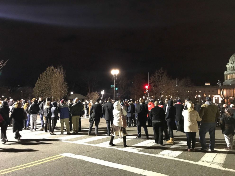 PHOTO: Thousands remained lined up at 12:30 a.m. in 35-degree weather to see President George H.W. Bush lie in state in the Capitol Rotunda on Wednesday, Dec. 5, 2018.