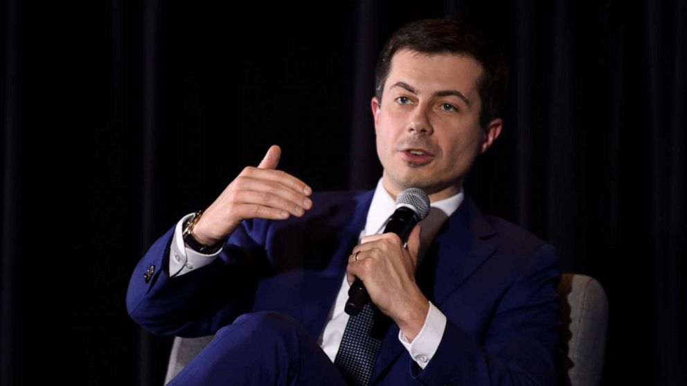 PHOTO: Democratic presidential candidate, Pete Buttigieg speaks with Charlamagne Tha God during an event on economic struggles in the black community in Moncks Corner, S.C., Jan. 23, 2020.