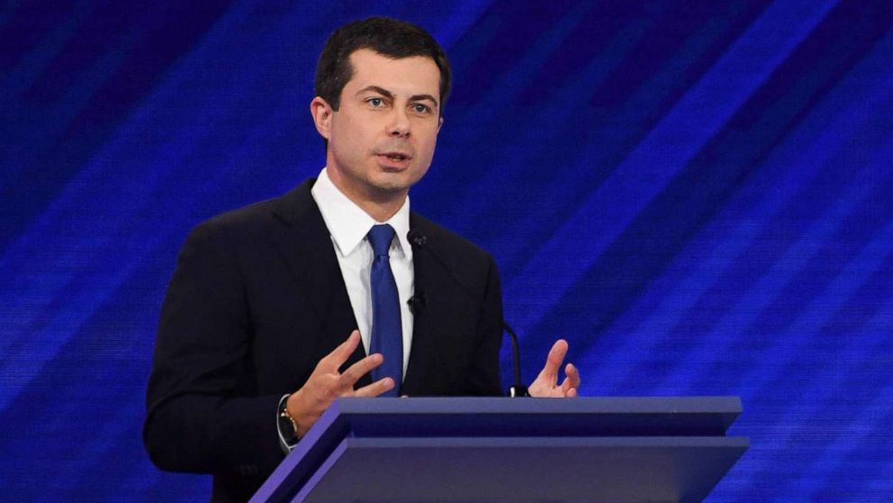 PHOTO: Democratic presidential Pete Buttigieg speaks during the third Democratic primary debate of the 2020 presidential campaign season at Texas Southern University in Houston, Texas, Sept. 12, 2019.